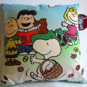Peanuts Snoopy Charlie Brown Lucy Sally Easter Eggs Decorative Pillow